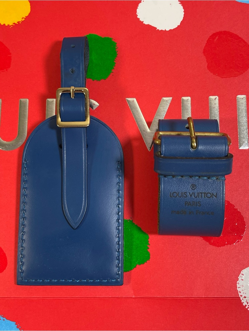 Louis Vuitton Blue Luggage Tag & Poignet w/Free Non LV Clasp. Gold Hardware - Picture 8 of 16